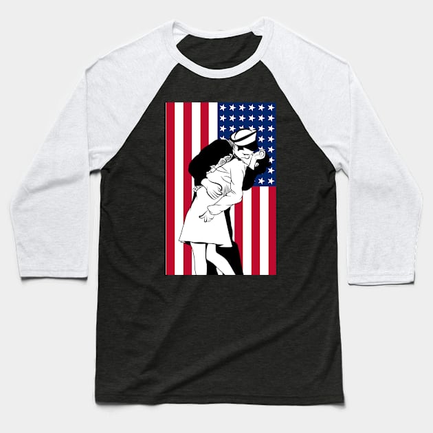 American Kiss Baseball T-Shirt by ameeraalqaed